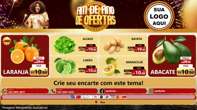Modelo de TV para TV Horizontal com o tema Fim de Ano de Ofertas para Hortifrúti