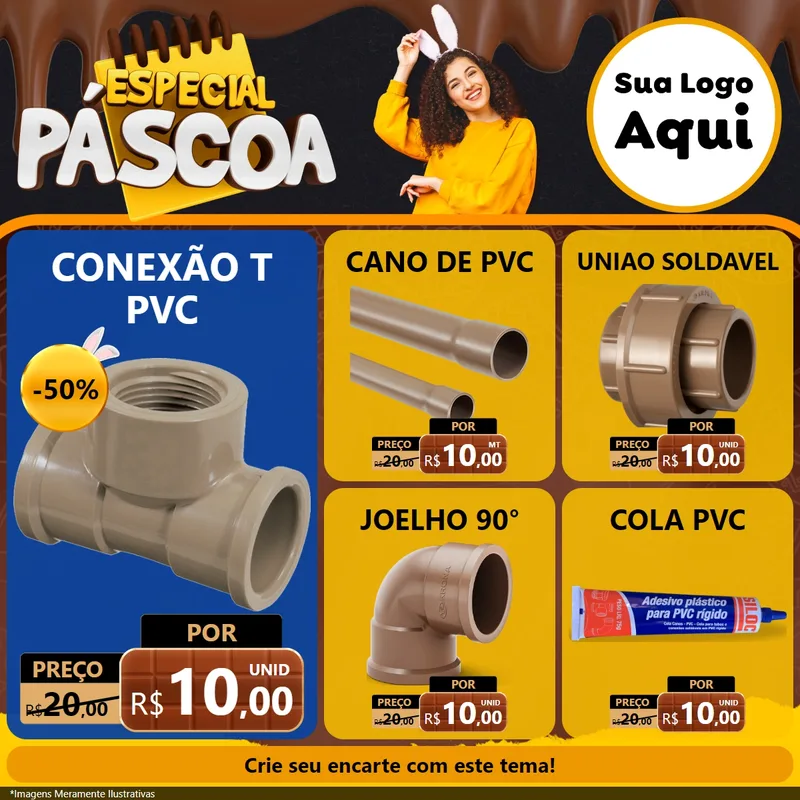 Modelo de Rede Social para Feed Facebook com o tema Especial Páscoa para Tubos e conexões