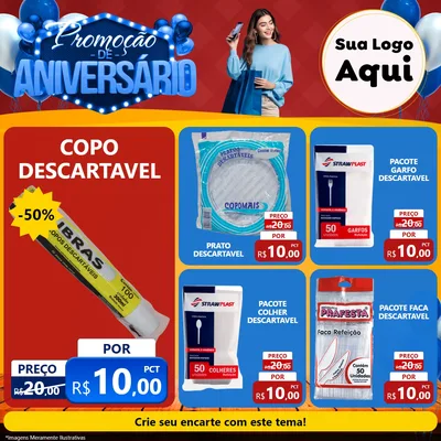 Modelo de Rede Social para Feed Facebook com o tema Promoção de Aniversário para Embalagens