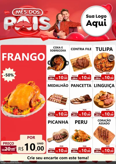 Modelo de Encarte para Encarte A4 Vertical com o tema Mês dos Pais para Assados