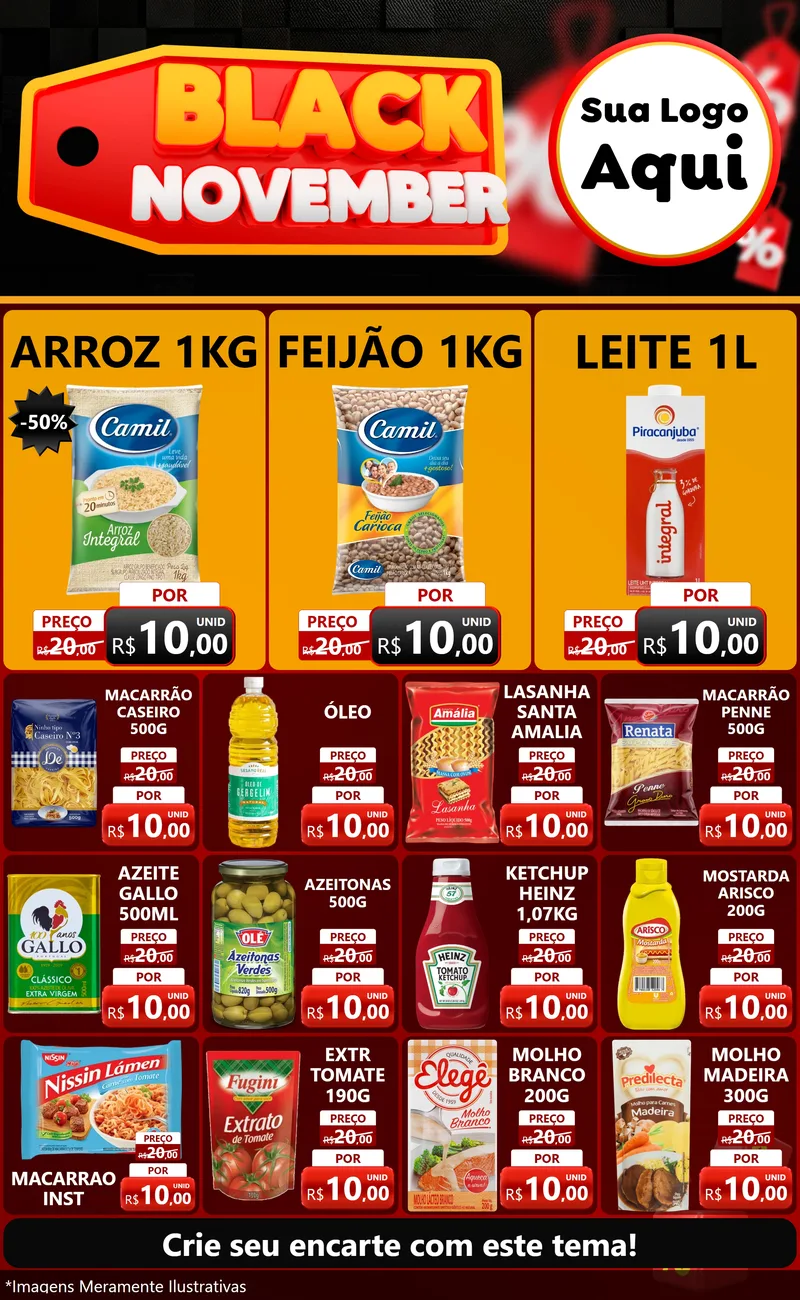 Modelo de Encarte para Encarte Grande com o tema Black November para Supermercado