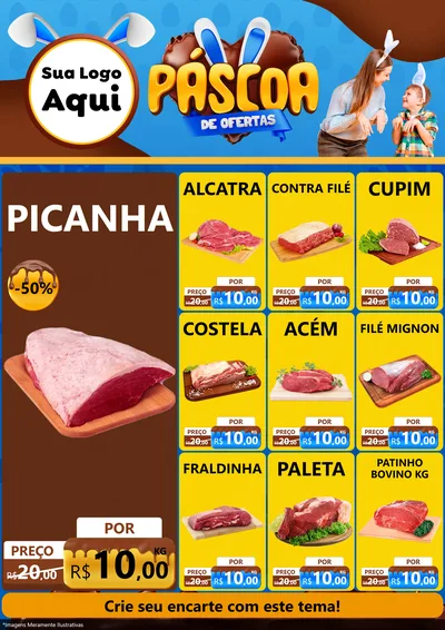 Modelo de Encarte para Encarte A4 Vertical com o tema Páscoa de Ofertas para Açougue