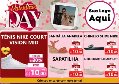 Modelo de Encarte para Encarte A4 Horizontal com o tema Valentine's Day para Calçados