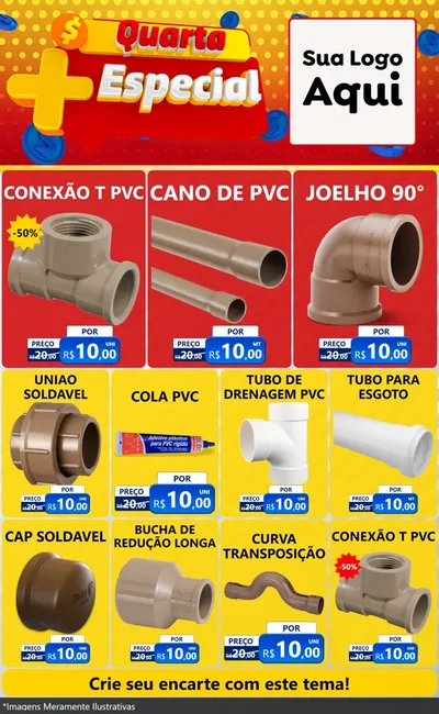 Modelo de Encarte para Encarte Grande com o tema Quarta Mais Especial para Tubos e conexões