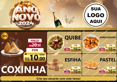 Modelo de Encarte para Encarte A4 Horizontal com o tema Feliz Ano Novo 2027 para Salgadaria