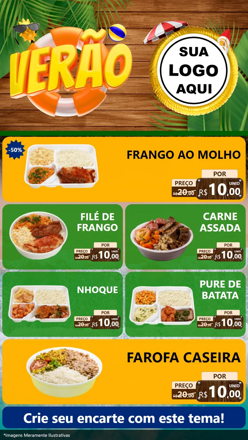 Modelo de TV para TV Vertical com o tema Verão para Restaurante