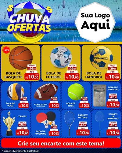 Modelo de Rede Social para Feed Instagram com o tema Chuva de Ofertas para Artigos Esportivos
