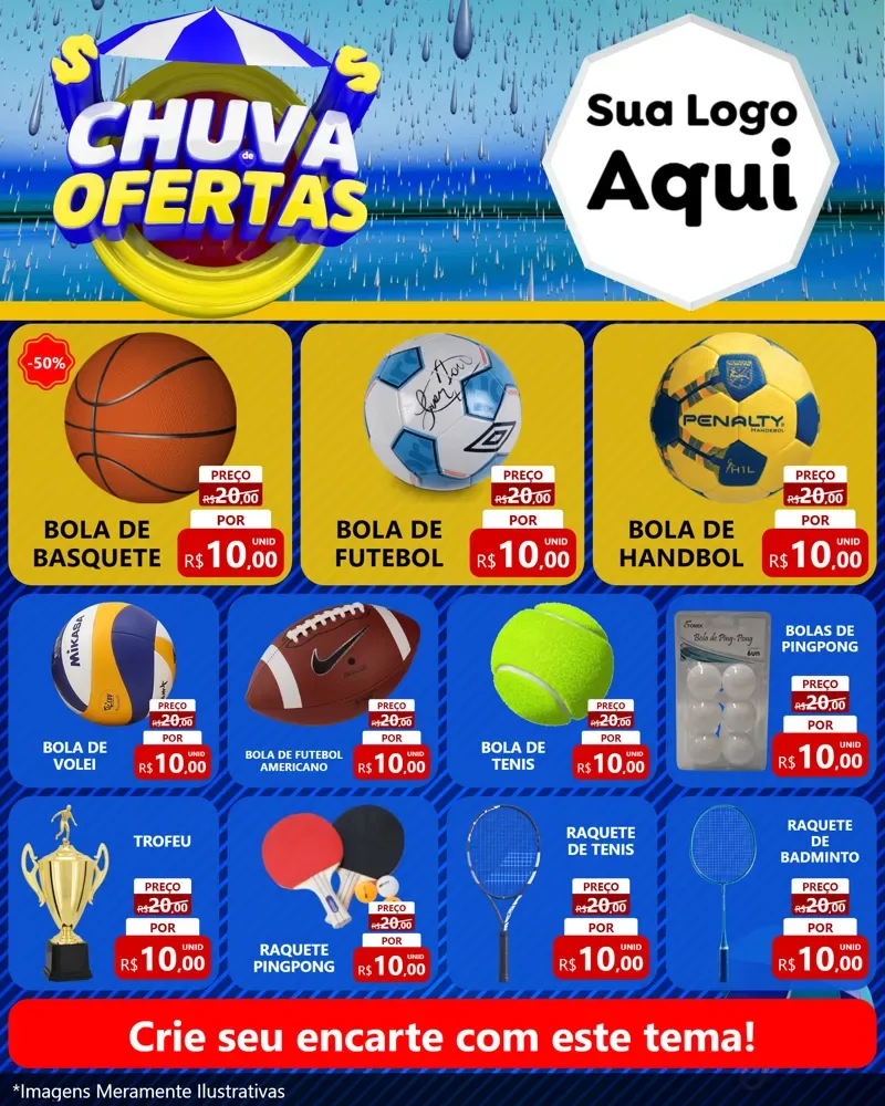 Modelo de Rede Social para Feed Instagram com o tema Chuva de Ofertas para Artigos Esportivos