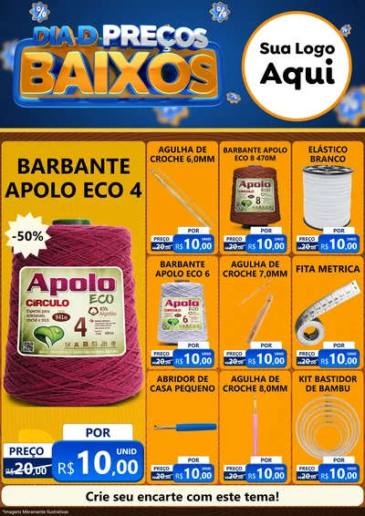 Modelo de Encarte para Encarte A4 Vertical com o tema Dia D Preço Baixo para Armarinho e Aviamentos
