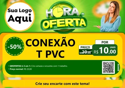Modelo de Cartaz para Cartaz A4 Horizontal com o tema Hora da Oferta para Tubos e conexões