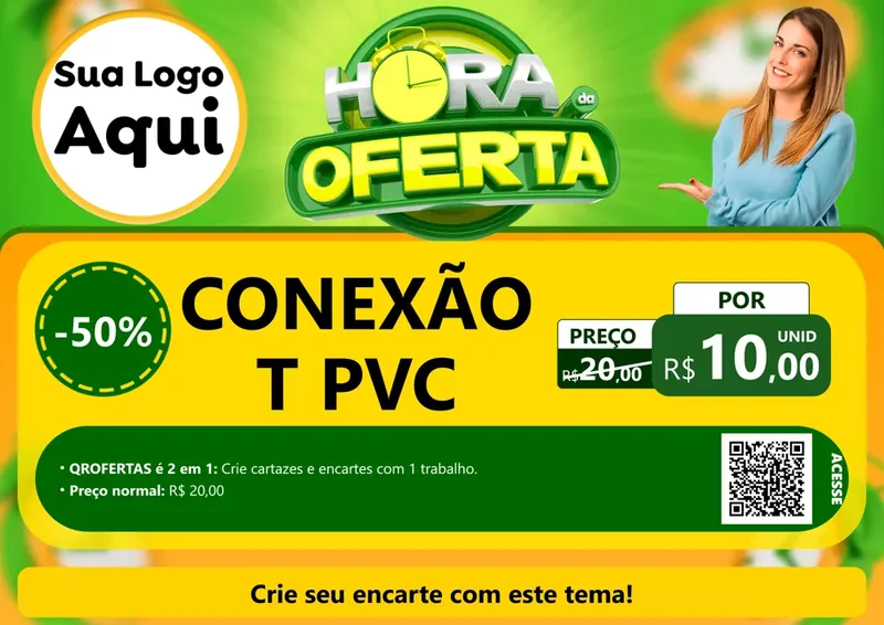 Modelo de Cartaz para Cartaz A4 Horizontal com o tema Hora da Oferta para Tubos e conexões
