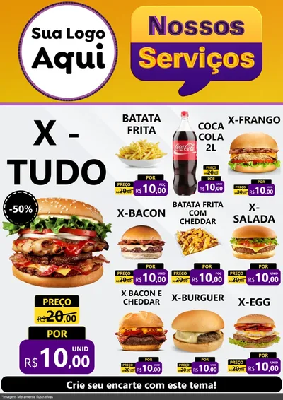 Modelo de Encarte para Encarte A4 Vertical com o tema Nossos Serviços para Hamburgueria