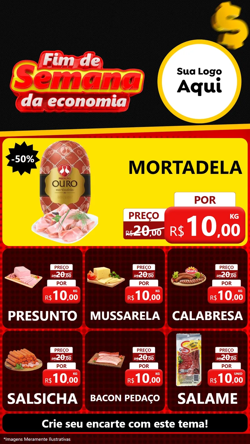 Modelo de Rede Social para Stories com o tema Fim de Semana da Economia para Frios e Laticínios