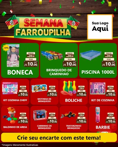 Modelo de Rede Social para Feed Instagram com o tema Semana Farroupilha para Brinquedos
