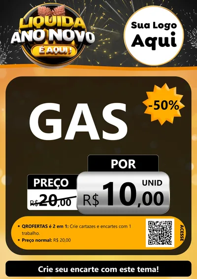 Modelo de Cartaz para Cartaz A4 Vertical com o tema Liquida Ano Novo É Aqui! para Água e gás