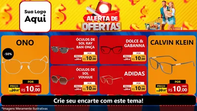 Modelo de TV para TV Horizontal com o tema Alerta de Ofertas para Óticas