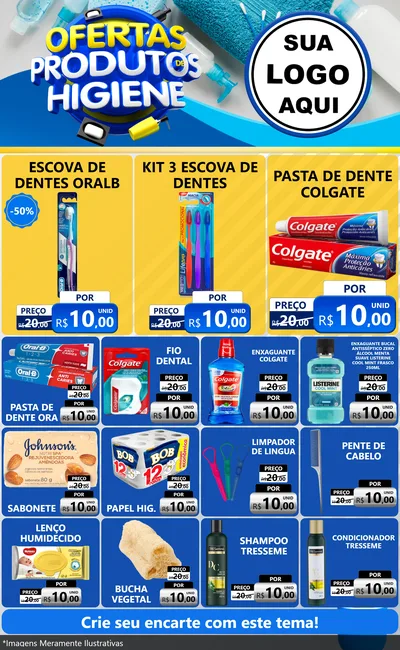 Modelo de Encarte para Encarte Grande com o tema Ofertas Produtos de Higiene para Higiene Pessoal