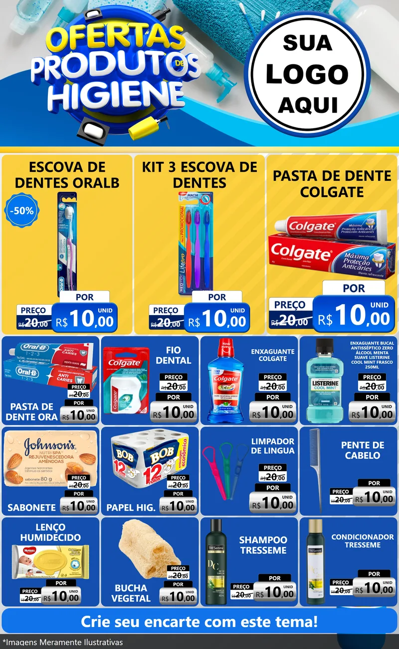 Modelo de Encarte para Encarte Grande com o tema Ofertas Produtos de Higiene para Higiene Pessoal