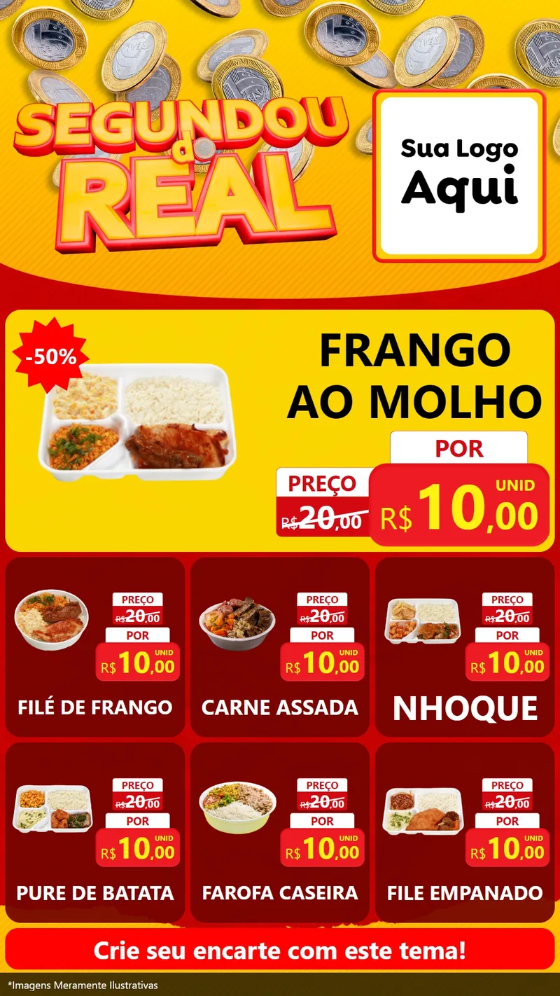 Modelo de Rede Social para Stories com o tema Segundou do Real para Restaurante