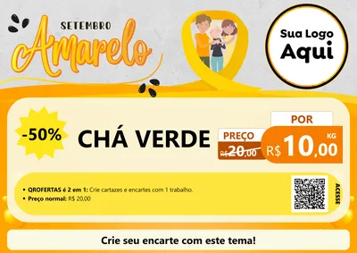 Modelo de Cartaz para Cartaz A4 Horizontal com o tema Setembro Amarelo para Produtos Naturais