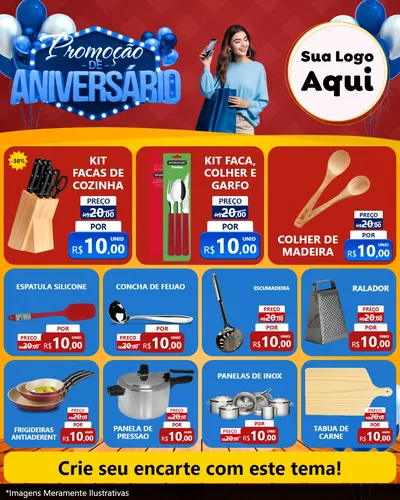 Modelo de Rede Social para Feed Instagram com o tema Promoção de Aniversário para Utilidades Domésticas