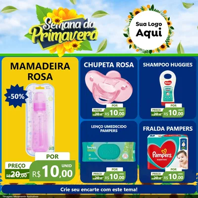 Modelo de Rede Social para Feed Facebook com o tema Semana da Primavera para Bebês