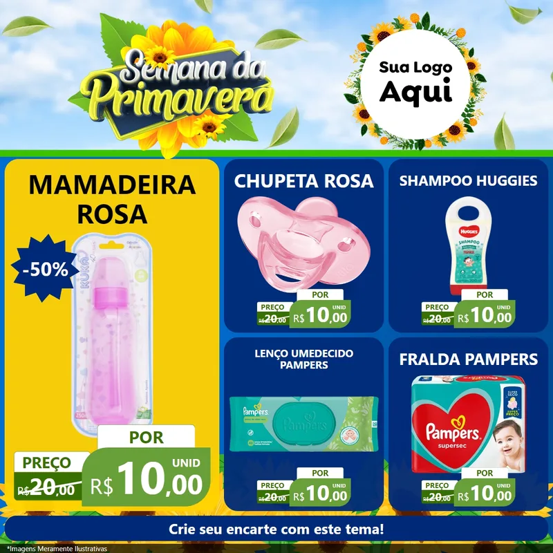 Modelo de Rede Social para Feed Facebook com o tema Semana da Primavera para Bebês