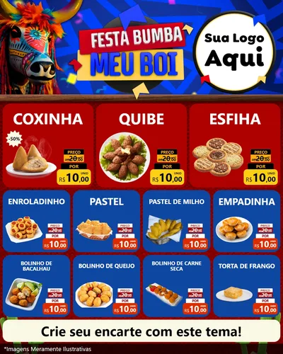 Modelo de Rede Social para Feed Instagram com o tema Festa Bumba meu Boi para Salgadaria