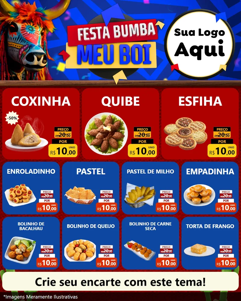 Modelo de Rede Social para Feed Instagram com o tema Festa Bumba meu Boi para Salgadaria