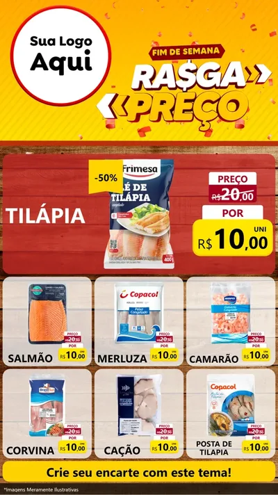 Modelo de Rede Social para Stories com o tema Fim de Semana Rasga Preços para Peixaria