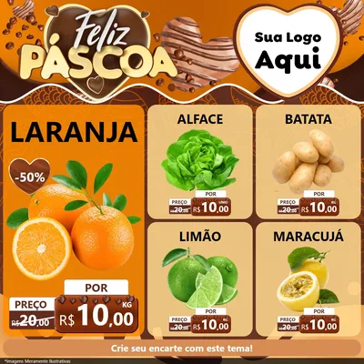Modelo de Rede Social para Feed Facebook com o tema Feliz Páscoa para Hortifrúti