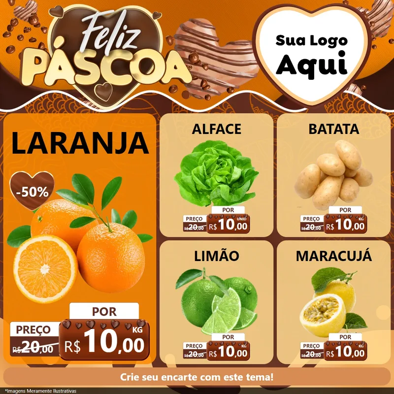 Modelo de Rede Social para Feed Facebook com o tema Feliz Páscoa para Hortifrúti