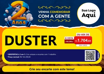 Modelo de Cartaz para Cartaz A4 Horizontal com o tema Aniversário de 2 anos para Concessionaria de Carros
