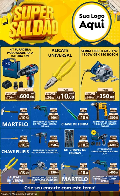 Modelo de Encarte para Encarte Grande com o tema Super Saldão para Maquinas e Ferramentas
