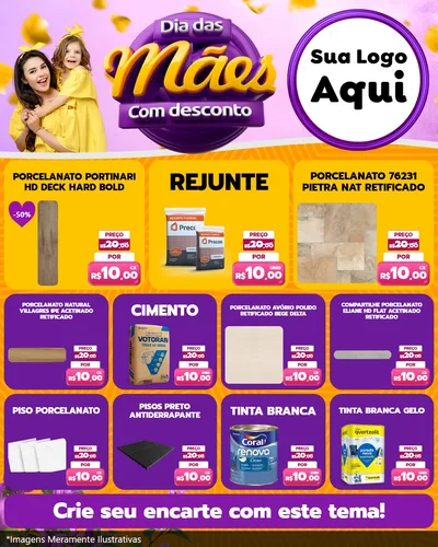 Modelo de Rede Social para Feed Instagram com o tema Dia das Mães com Desconto para Pisos e revestimentos