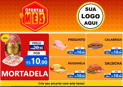 Modelo de Encarte para Encarte A4 Horizontal com o tema Ofertas do Mês para Frios e Laticínios