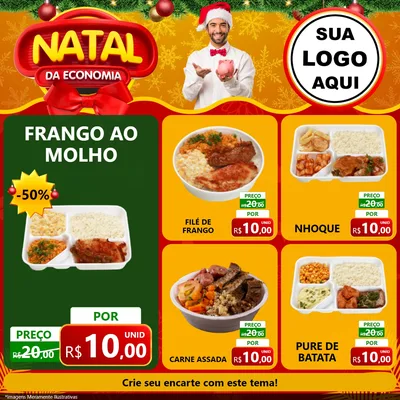 Modelo de Rede Social para Feed Facebook com o tema Natal da Economia para Restaurante