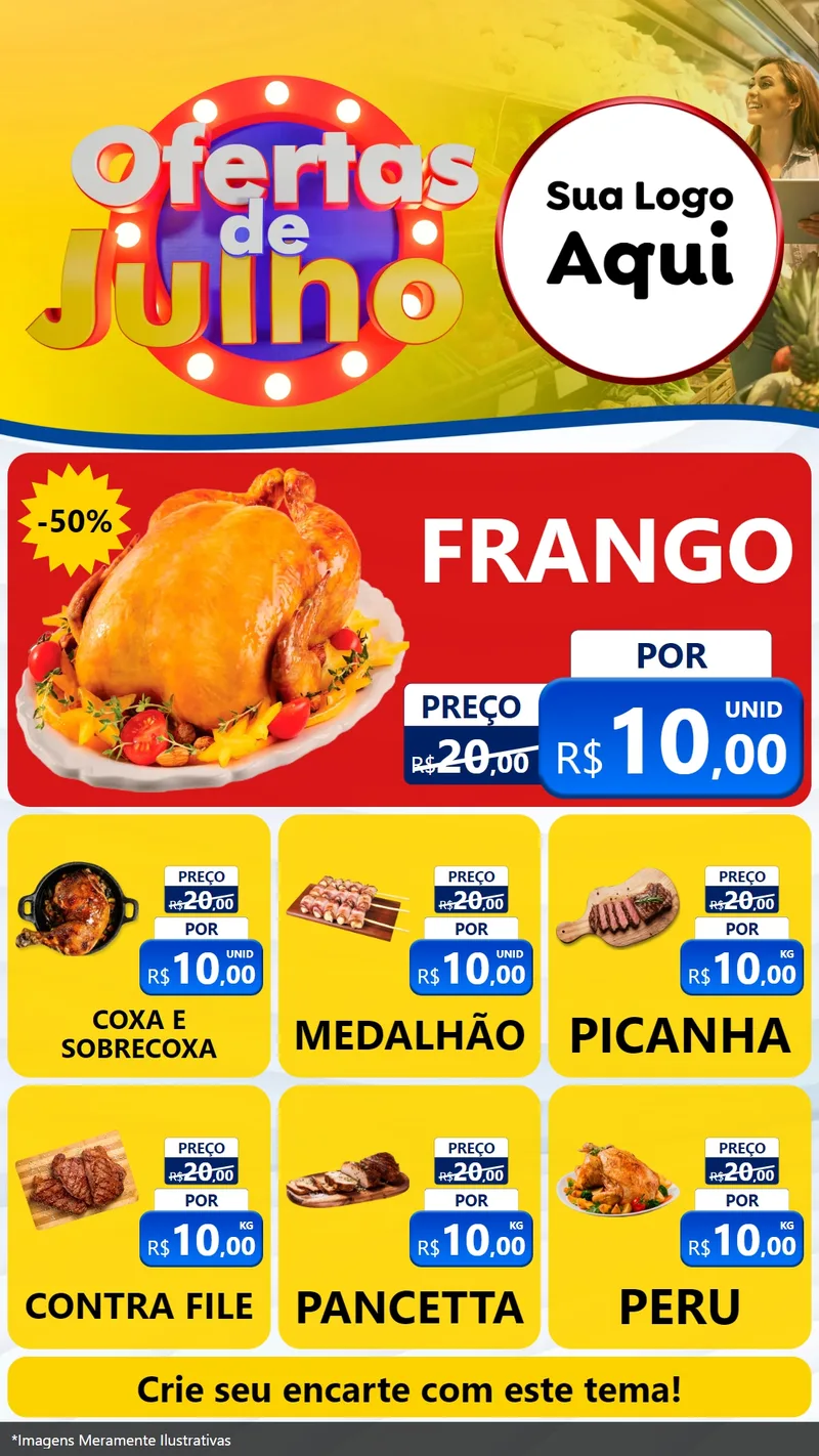 Modelo de Rede Social para Stories com o tema Ofertas de Julho para Assados