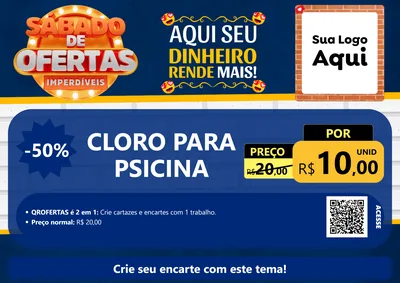 Modelo de Cartaz para Cartaz A4 Horizontal com o tema Sábado de Ofertas Imperdíveis para Produtos para Piscina