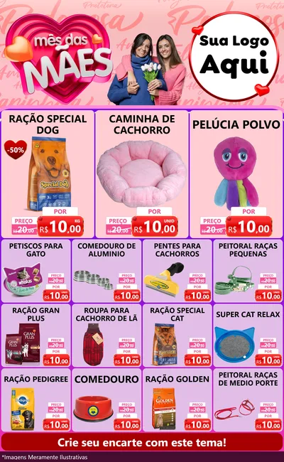 Modelo de Encarte para Encarte Grande com o tema Mês Das Mães para Pet Shop