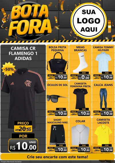 Modelo de Encarte para Encarte A4 Vertical com o tema Bota Fora para Roupas e acessórios