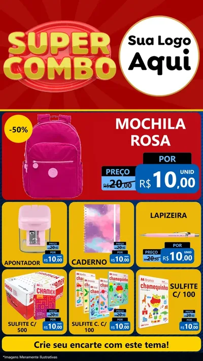 Modelo de Rede Social para Stories com o tema Super Combo para Papelaria