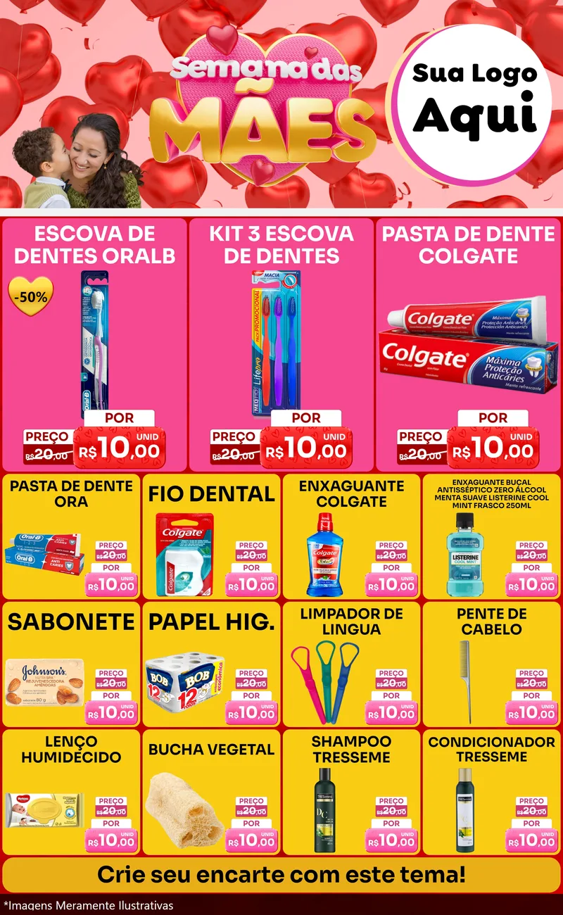 Modelo de Encarte para Encarte Grande com o tema Semana Das Mães para Higiene Pessoal