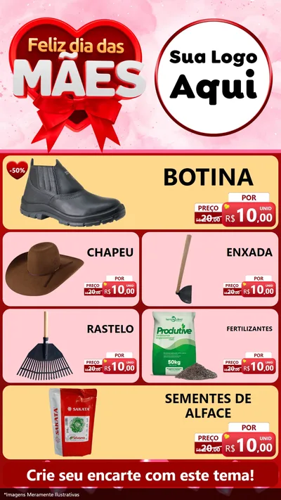 Modelo de TV para TV Vertical com o tema Feliz Dia Das Mães para Agropecuária