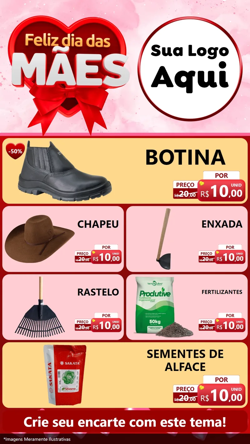 Modelo de TV para TV Vertical com o tema Feliz Dia Das Mães para Agropecuária