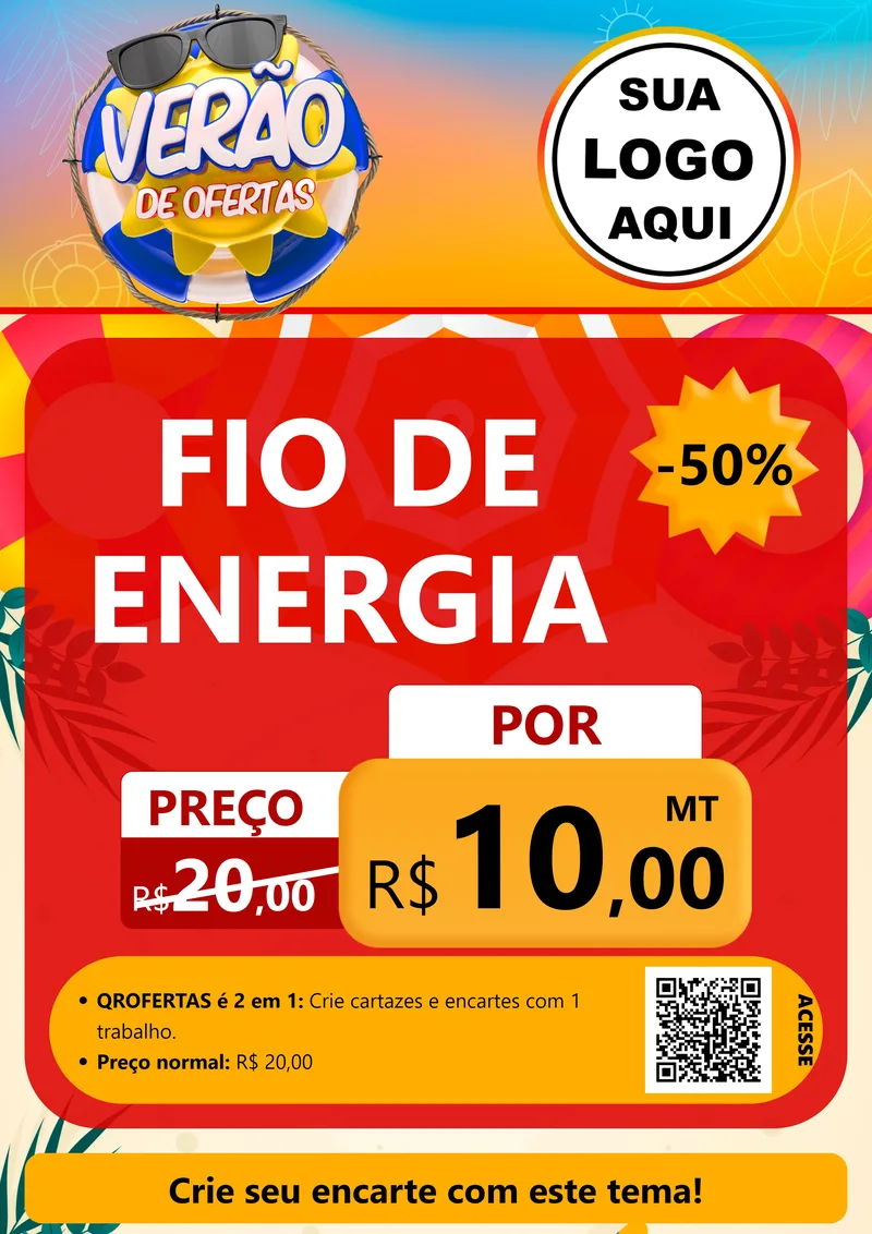 Modelo de Cartaz para Cartaz A4 Vertical com o tema Verão de Ofertas para Materiais Elétricos