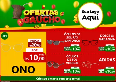 Modelo de Encarte para Encarte A4 Horizontal com o tema Ofertas Semana Do Gaúcho para Óticas