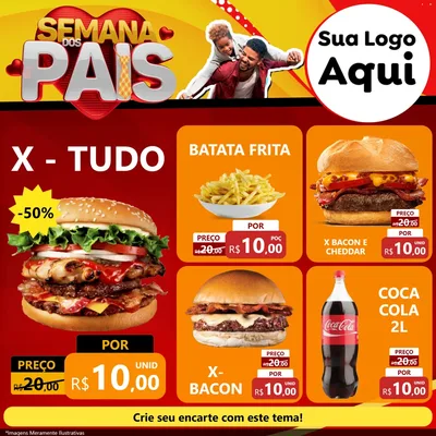 Modelo de Rede Social para Feed Facebook com o tema Semana Dos Pais para Hamburgueria
