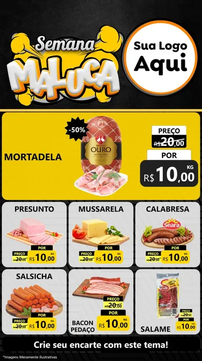 Modelo de Rede Social para Stories com o tema Semana Maluca para Frios e Laticínios