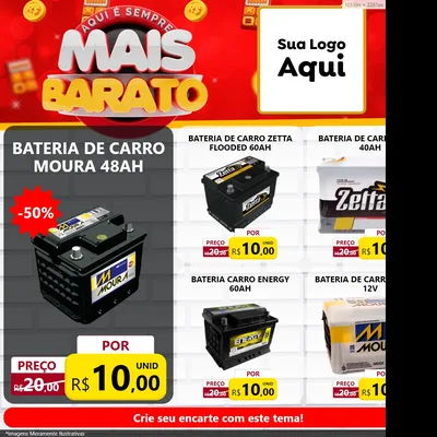 Modelo de Rede Social para Feed Facebook com o tema Mais Barato para Baterias Elétricas